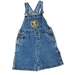 Vintage Winnie the Pooh Tigger denim embroidered short bib overalls kid size med